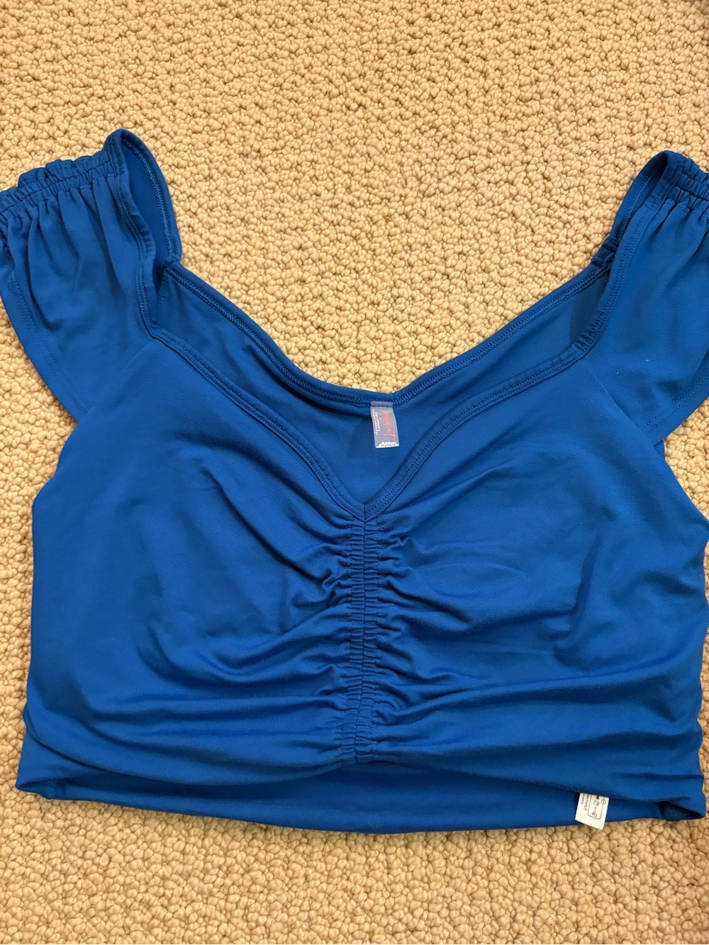 Free people Ruched Front Blue Women's Short Sleeve Top